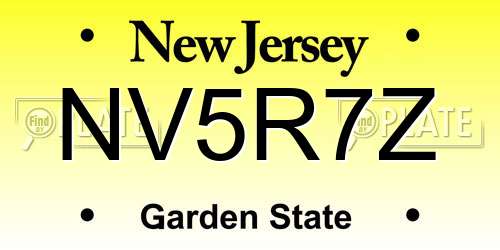 NV5R7Z New Jersey License Plate