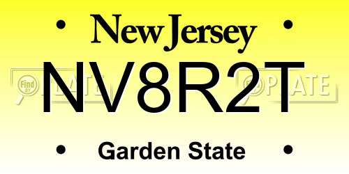 NV8R2T New Jersey License Plate