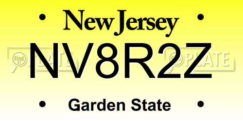 NV8R2Z New Jersey License Plate