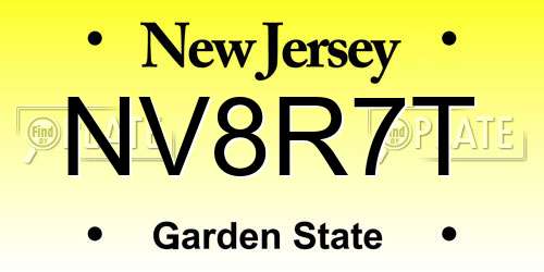 NV8R7T New Jersey License Plate