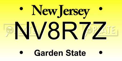 NV8R7Z New Jersey License Plate