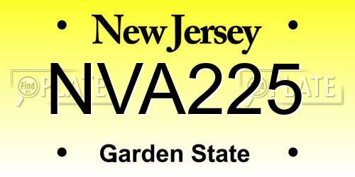 NVA225 New Jersey License Plate