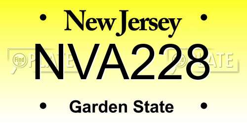NVA228 New Jersey License Plate