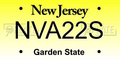 NVA22S New Jersey License Plate