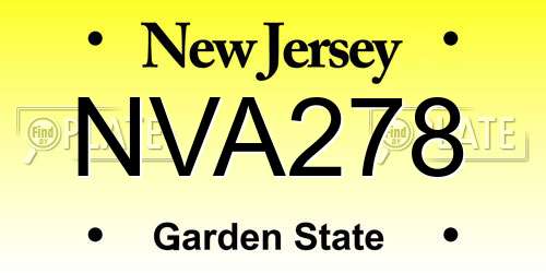 NVA278 New Jersey License Plate