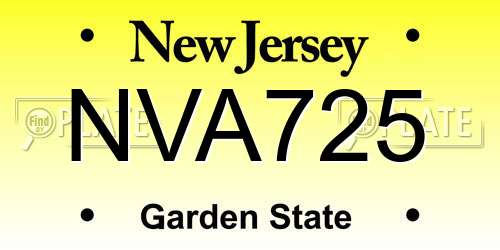 NVA725 New Jersey License Plate