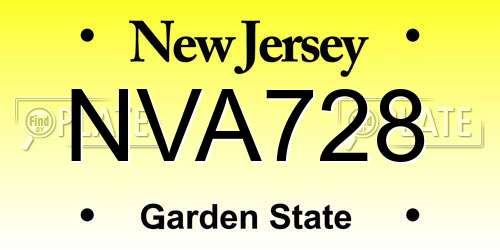 NVA728 New Jersey License Plate