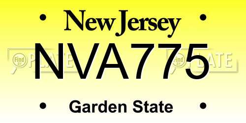 NVA775 New Jersey License Plate