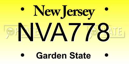 NVA778 New Jersey License Plate