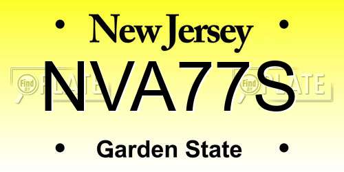 NVA77S New Jersey License Plate