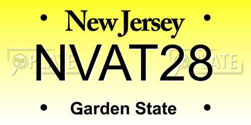 NVAT28 New Jersey License Plate