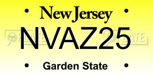 NVAZ25 New Jersey License Plate