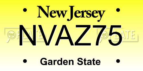 NVAZ75 New Jersey License Plate