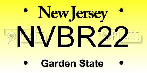NVBR22 New Jersey License Plate