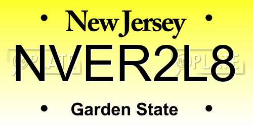 NVER2L8 New Jersey License Plate