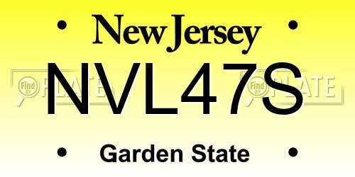 NVL47S New Jersey License Plate