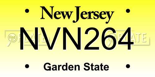 NVN264 New Jersey License Plate