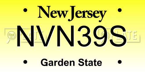 NVN39S New Jersey License Plate