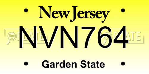 NVN764 New Jersey License Plate