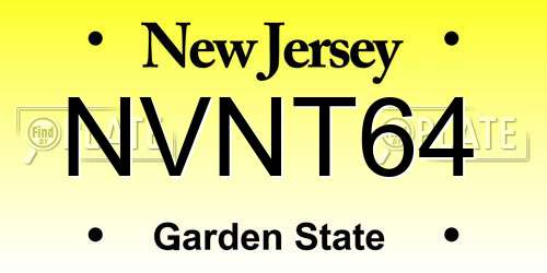 NVNT64 New Jersey License Plate