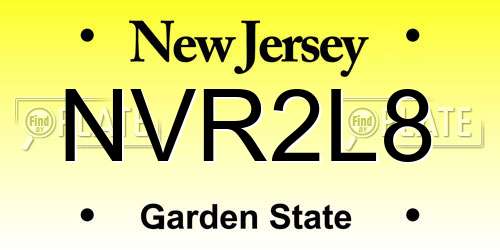 NVR2L8 New Jersey License Plate