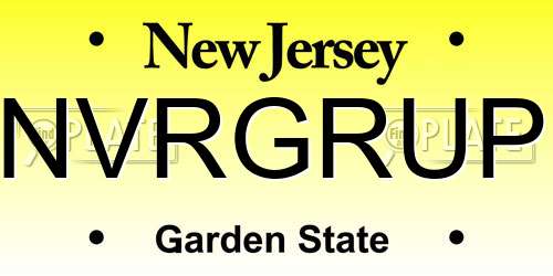 NVRGRUP New Jersey License Plate