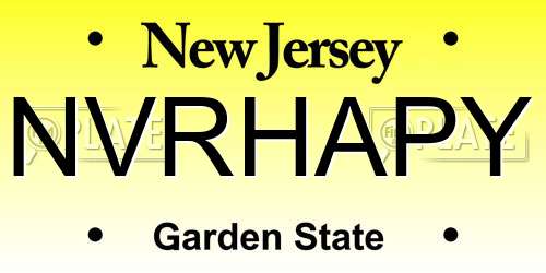 NVRHAPY New Jersey License Plate