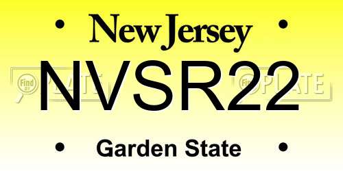 NVSR22 New Jersey License Plate
