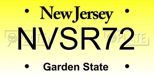 NVSR72 New Jersey License Plate