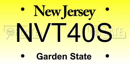 NVT40S New Jersey License Plate