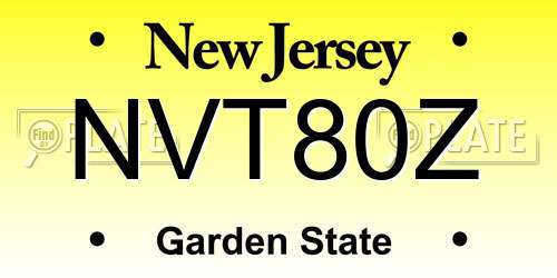 NVT80Z New Jersey License Plate
