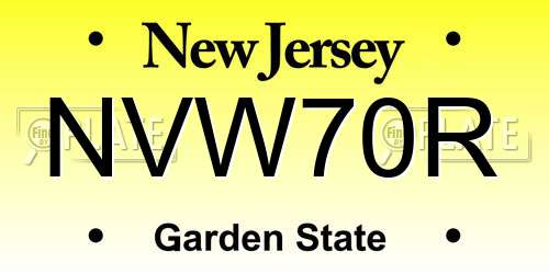 NVW70R New Jersey License Plate
