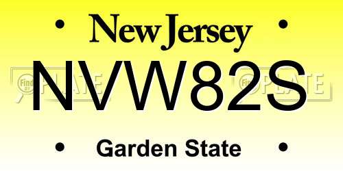 NVW82S New Jersey License Plate