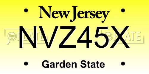 NVZ45X New Jersey License Plate