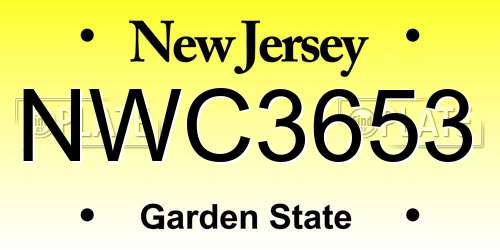NWC3653 New Jersey License Plate