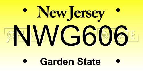 NWG606 New Jersey License Plate