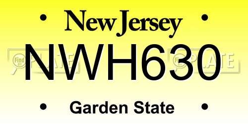 NWH630 New Jersey License Plate