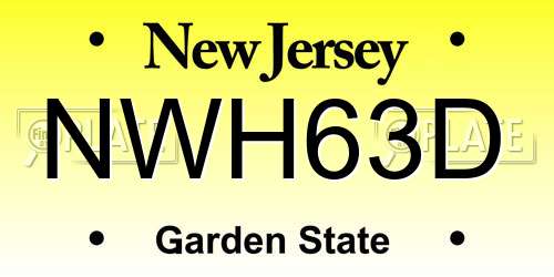 NWH63D New Jersey License Plate