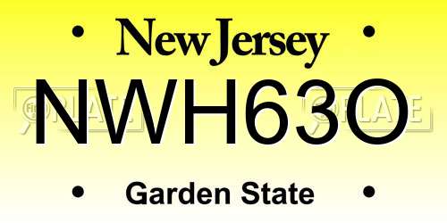 NWH63O New Jersey License Plate