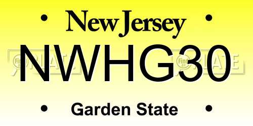 NWHG30 New Jersey License Plate