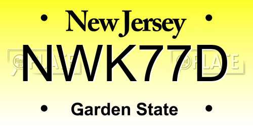 NWK77D New Jersey License Plate