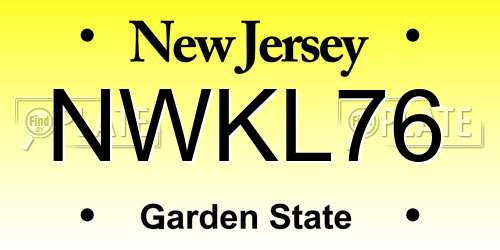 NWKL76 New Jersey License Plate