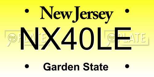 NX40LE New Jersey License Plate