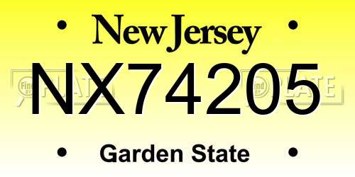 NX74205 New Jersey License Plate