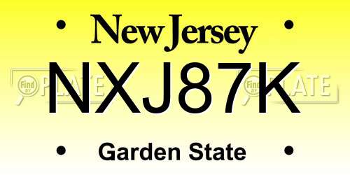 NXJ87K New Jersey License Plate