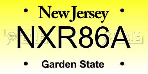 NXR86A New Jersey License Plate