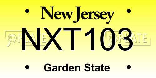 NXT103 New Jersey License Plate