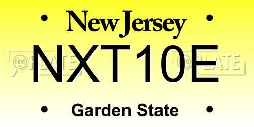 NXT10E New Jersey License Plate