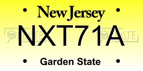 NXT71A New Jersey License Plate
