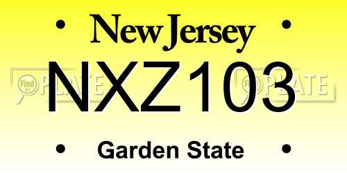 NXZ103 New Jersey License Plate